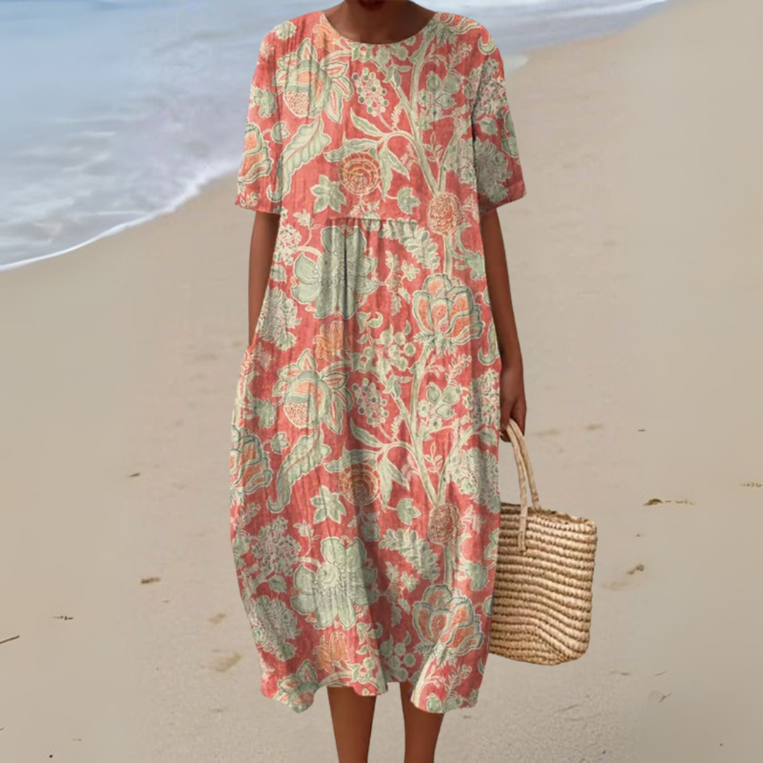 Rachele | Donna Romantica Floreale Midi Dress | Per Eleganza e Freschezza