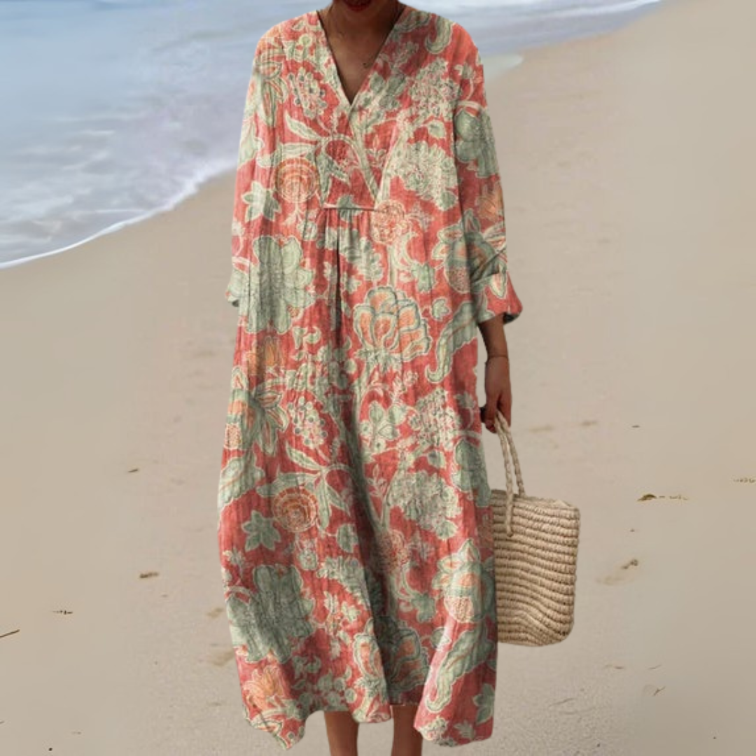 Rachele | Donna Romantica Floreale Midi Dress | Per Eleganza e Freschezza