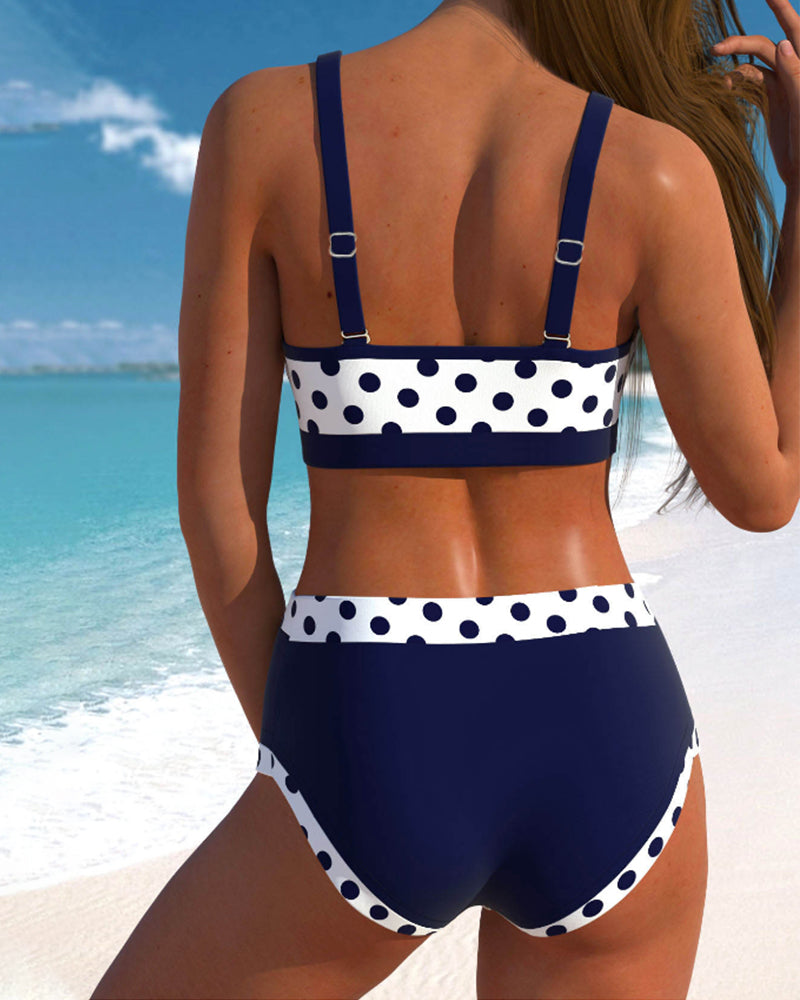 Gia | Bikini Donna Patchwork a Puntini con Vita Alta | Eleganza e Stile
