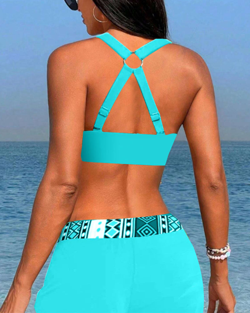 Oasi Estiva | Bikini da Donna con Taglio Alto e Stampa Geometrica | Comodità Ineguagliabile