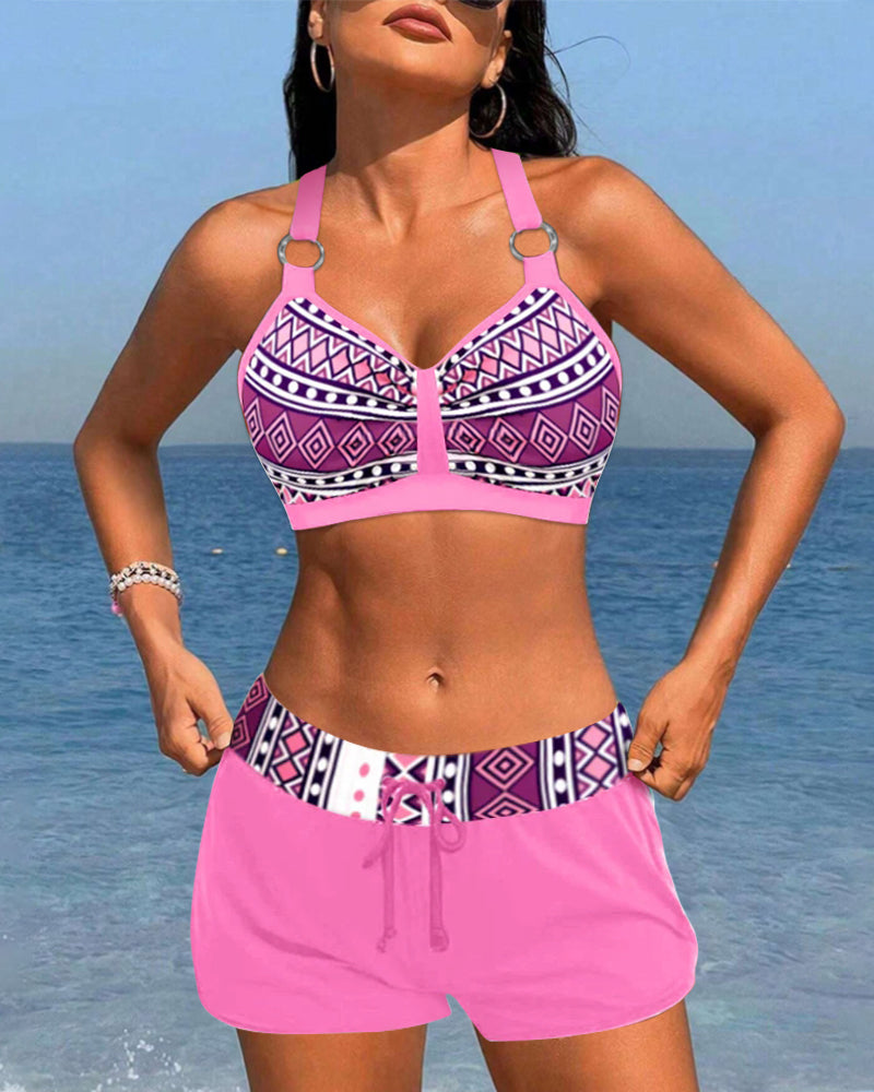 Oasi Estiva | Bikini da Donna con Taglio Alto e Stampa Geometrica | Comodità Ineguagliabile