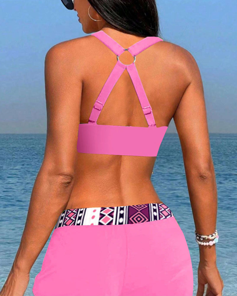 Oasi Estiva | Bikini da Donna con Taglio Alto e Stampa Geometrica | Comodità Ineguagliabile