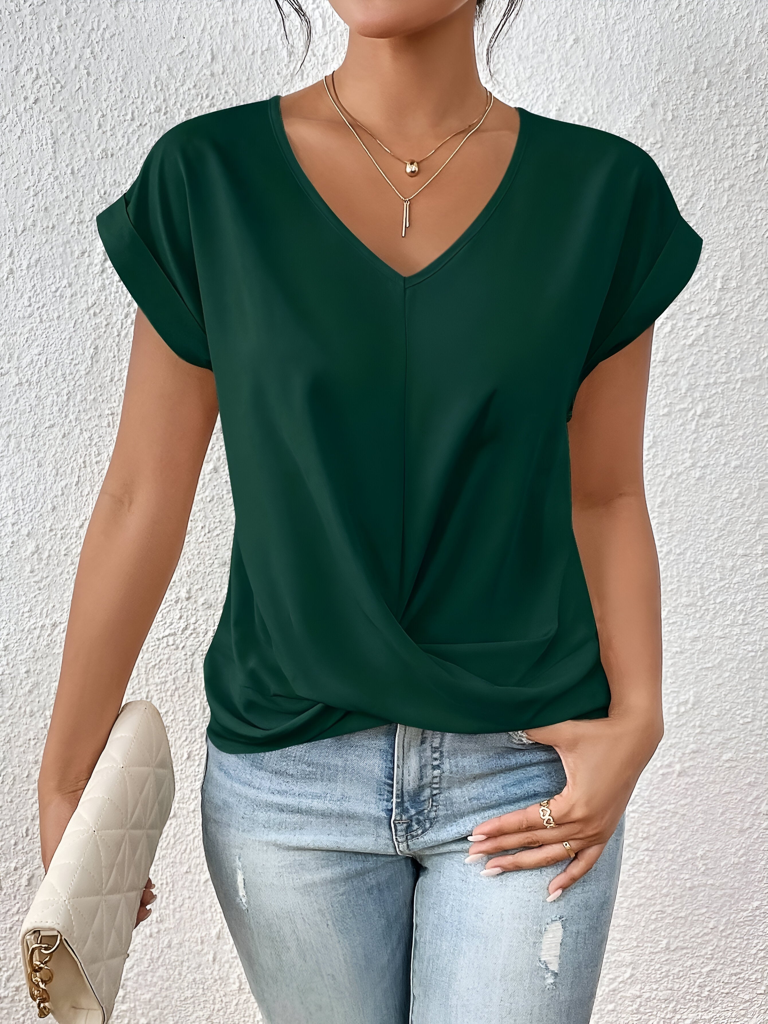 Benedetta | Donna Casual Moderna T-shirt Scollatura a Cuore | Per Eleganza Quotidiana