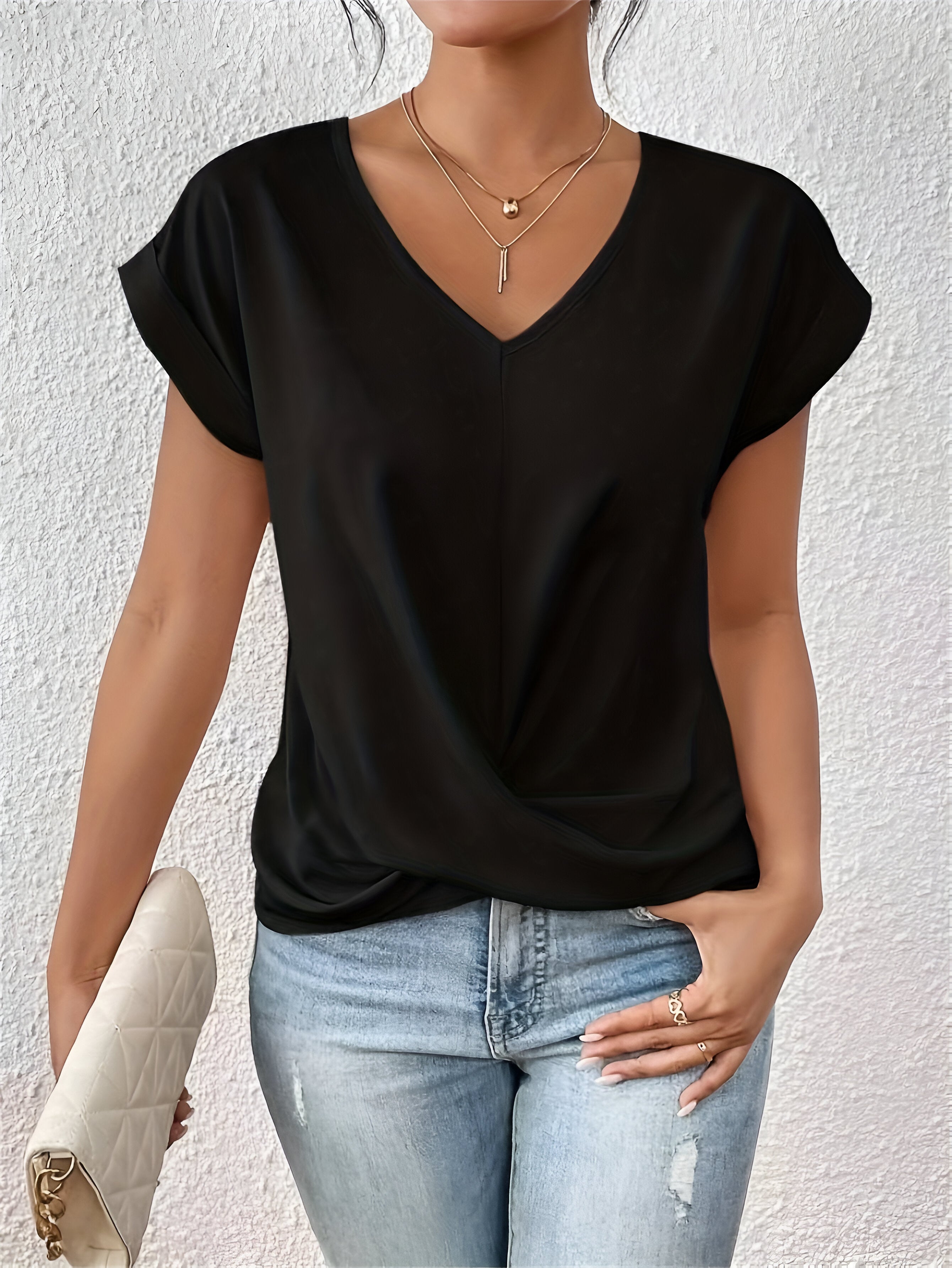 Benedetta | Donna Casual Moderna T-shirt Scollatura a Cuore | Per Eleganza Quotidiana
