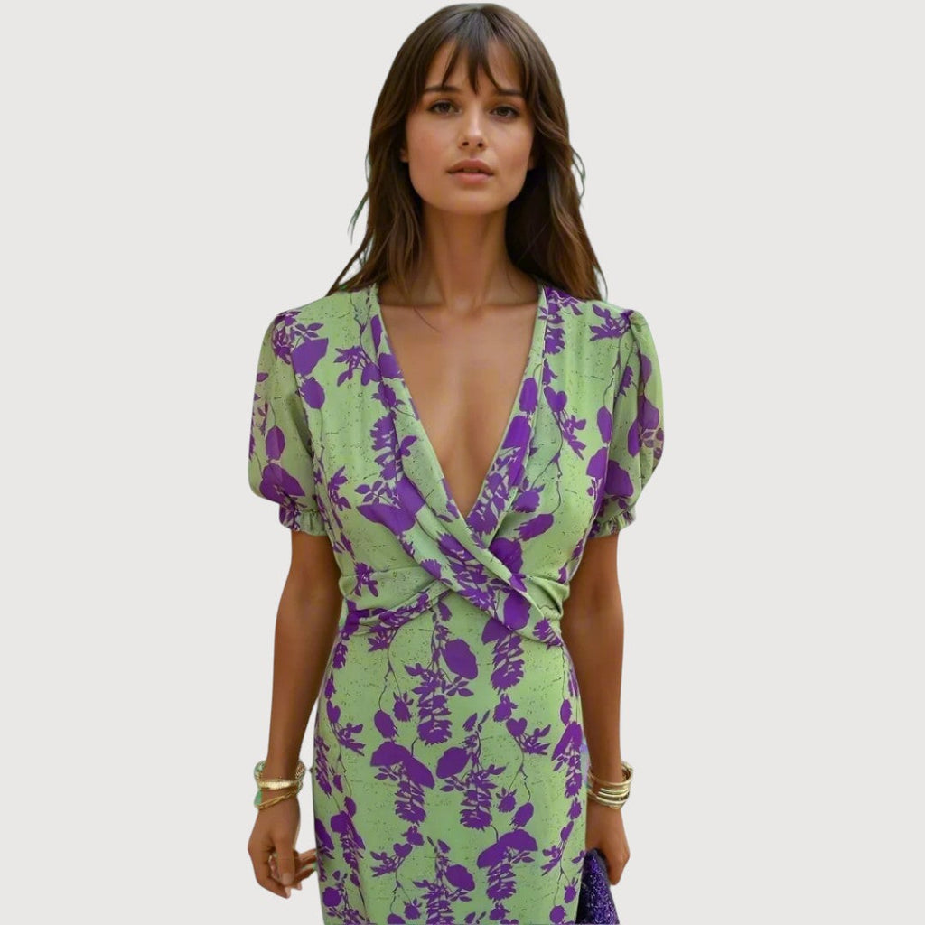 Matilde | Donna Romantica Floreale Abito Incrociato | Per Eleganza Fresca