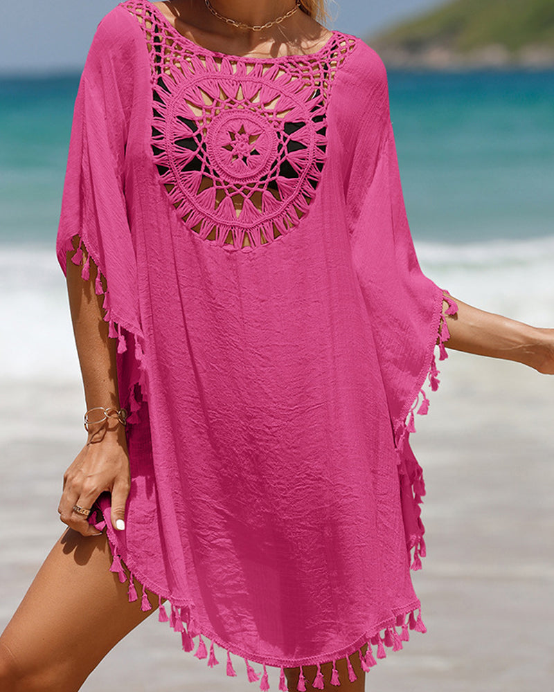LunaLago | Donna Chic Elegante Poncho da Spiaggia | con Frange Sofisticate