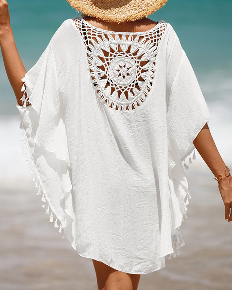 LunaLago | Donna Chic Elegante Poncho da Spiaggia | con Frange Sofisticate