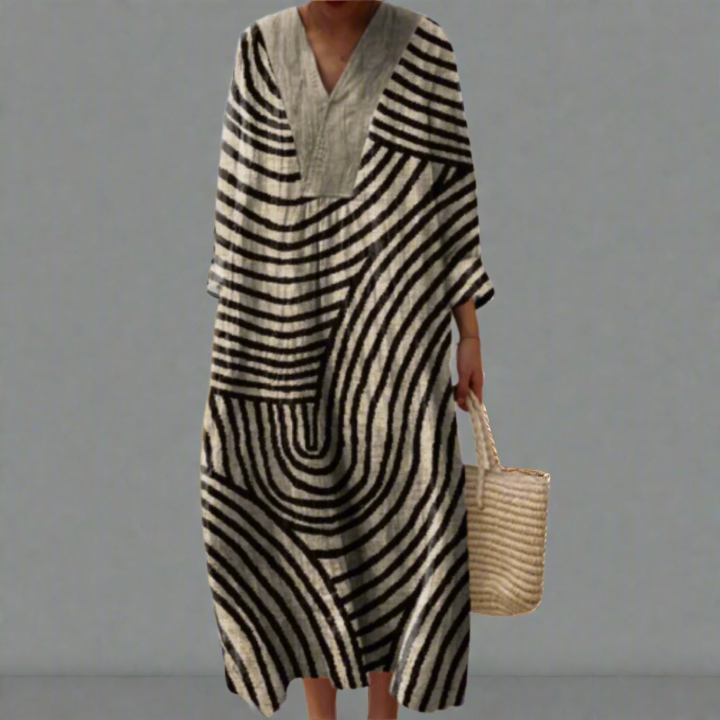 Valeria | Donna Abito Elegante Geometrico | Vestibilità Comoda