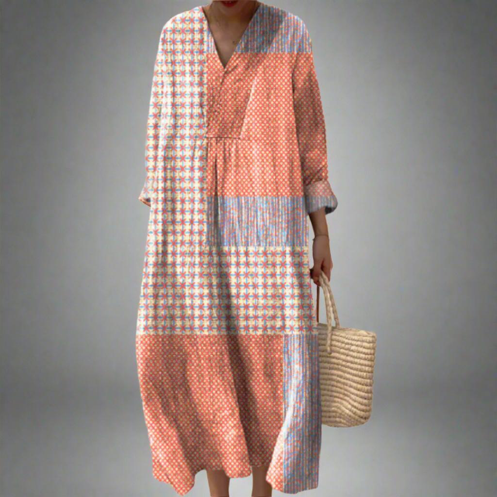 Isabella | Donna Elegante Abito Floreale Geometrico | Design Unico