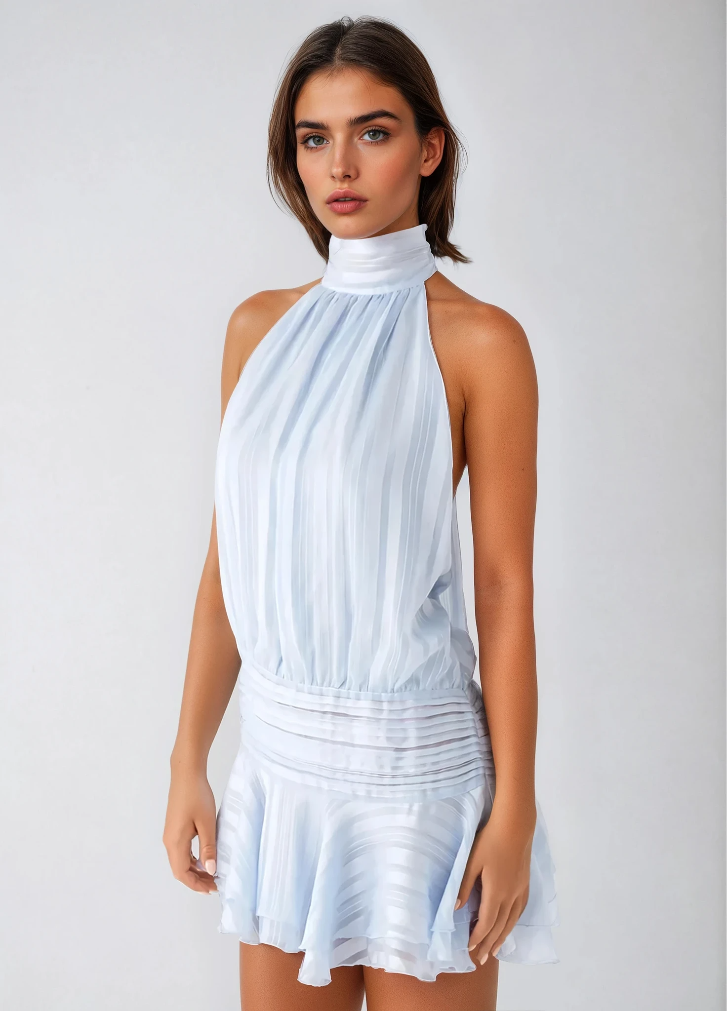 Belladonna | Donna Scollo Halter Fluttuante Mini Abito | Per Freschezza e Femminilità