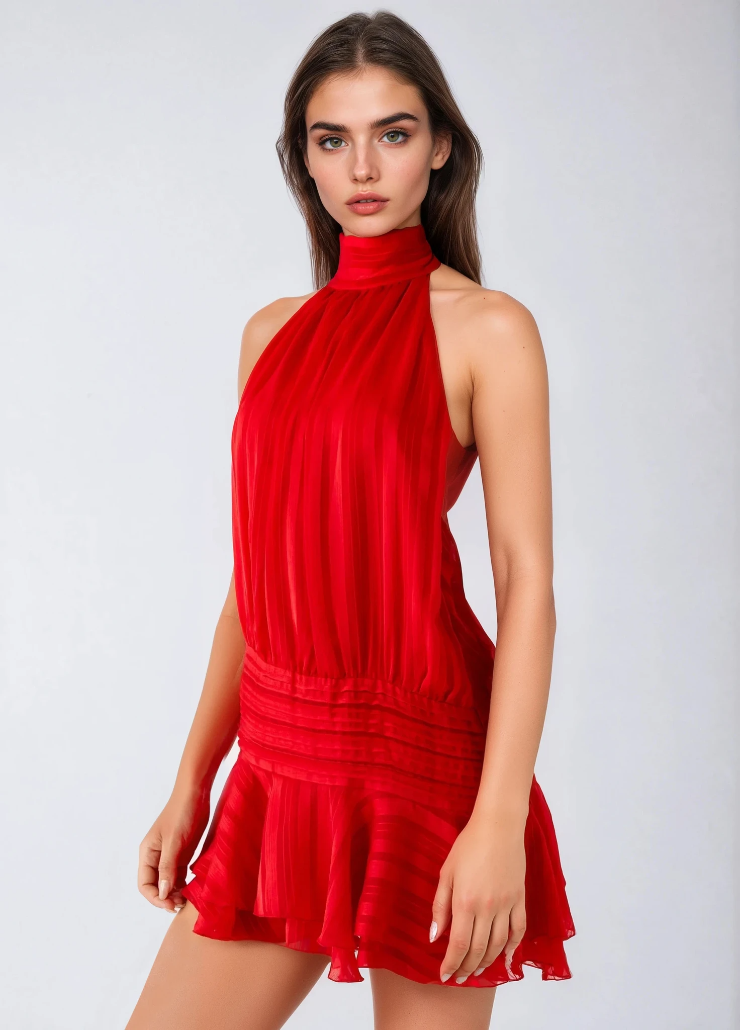 Belladonna | Donna Scollo Halter Fluttuante Mini Abito | Per Freschezza e Femminilità